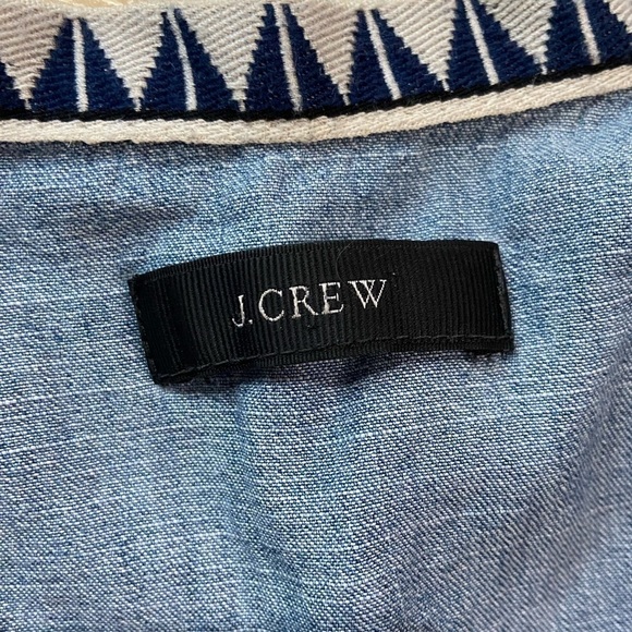 J. Crew 100% Cotton Denim Sleeveless Shift Dress w/ Embroidered Trim Small - Picture 6 of 9